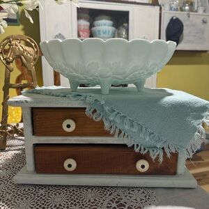 White Embossed Indiana milk glass fruit bowl